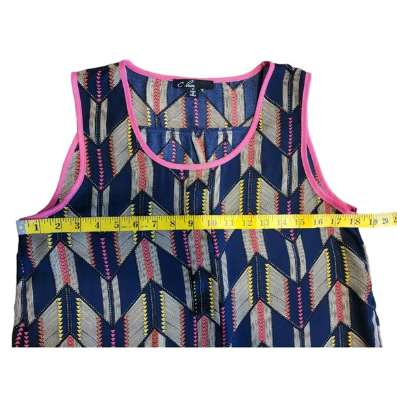 C. Luce Women Pink Sleeveless Blouse Chevron Herringbone Size Medium - Picture 6 of 9